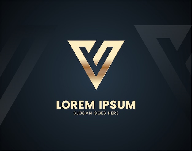 Luksusowy szablon logo litery V z efektami kolorystycznymi złota