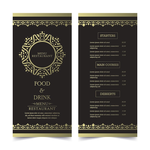 Luksusowy układ menu z elementami ozdobnymi