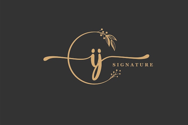Luksusowy Złoty Podpis Inicjał I I Projekt Logo Na Białym Tle Liść I Kwiat