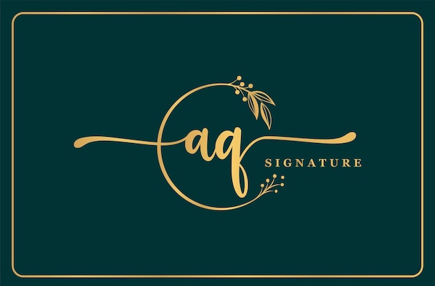 Plik wektorowy luksusowy złoty podpis początkowy projekt logo aq izolowany liść i kwiat
