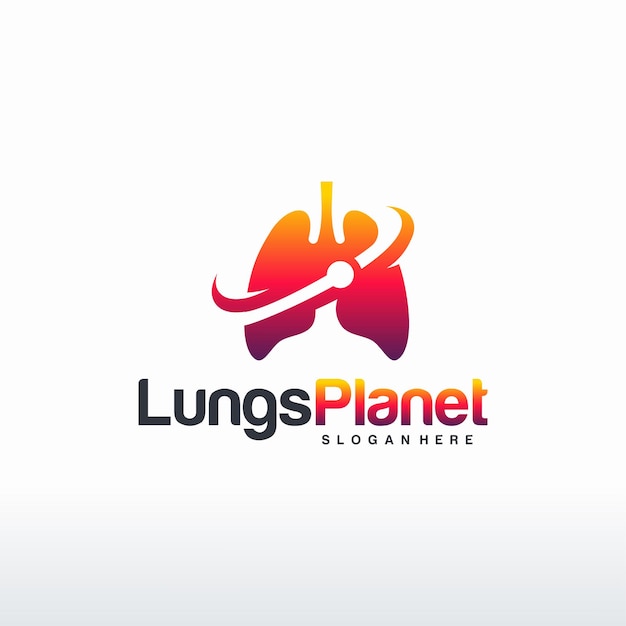 Lungs Planet Logo Projektuje Wektor Koncepcyjny, Logo Tarczy Płuc, Szablon Logo Lungs Care