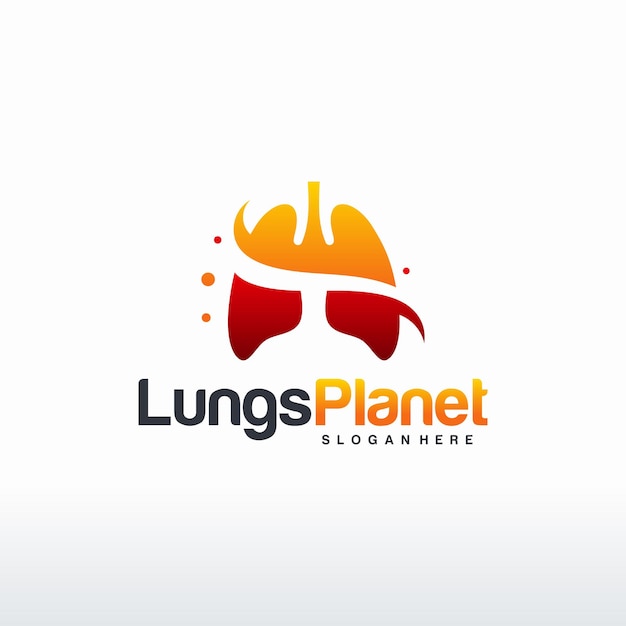 Lungs Planet Logo Projektuje Wektor Koncepcyjny, Logo Tarczy Płuc, Szablon Logo Lungs Care