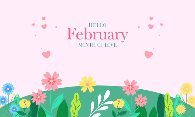 Luty Miesiąc Miłości Z Kwiatami W Tle