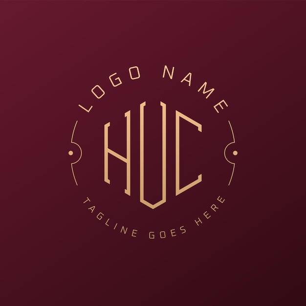 Luxury HUC Logo Design Elegant Letter HUC Monogram Logo Minimalist Polygon HUC Logo Designy Szablon