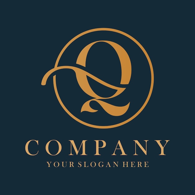 Luxury Q Logo Design Q Letter Design Wektorowy