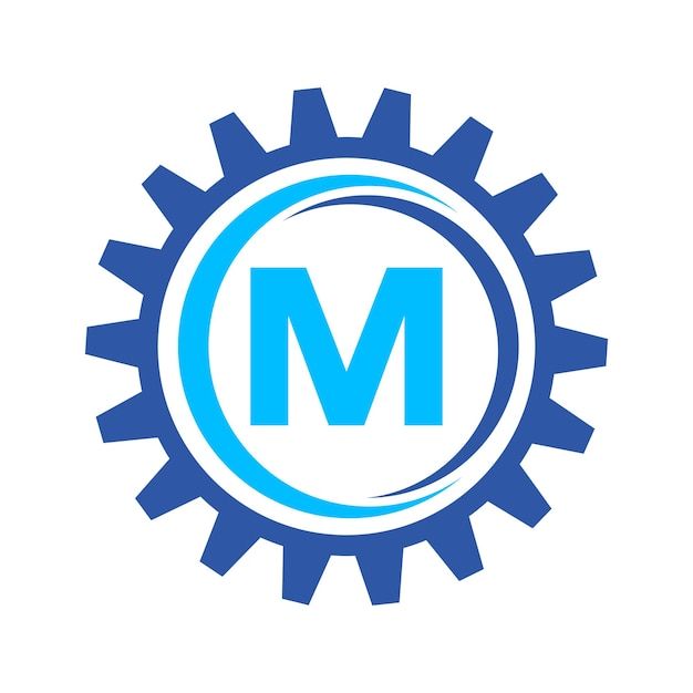 M Letter Gear Logo Design Template Automotive Gear Logo dla tożsamości biznesowej i przemysłowej