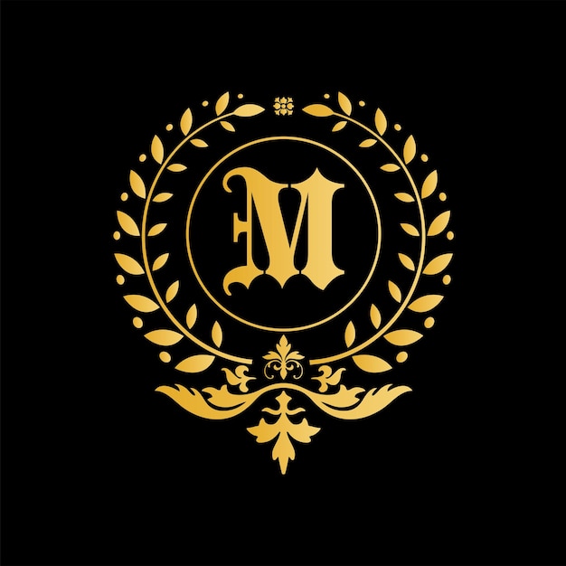 Plik wektorowy m letter royal luxury logo szablon w grafice wektorowej dla restauracji royalty boutiques cafe hotel