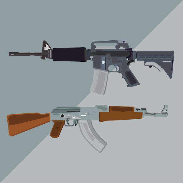 M4a1 I Ak-47 Riffle Ilustracji Wektorowych