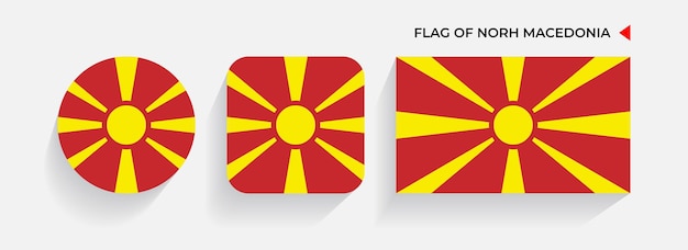 Plik wektorowy macedonia północna flagi ułożone w okrągłe kwadratowe i prostokątne kształty