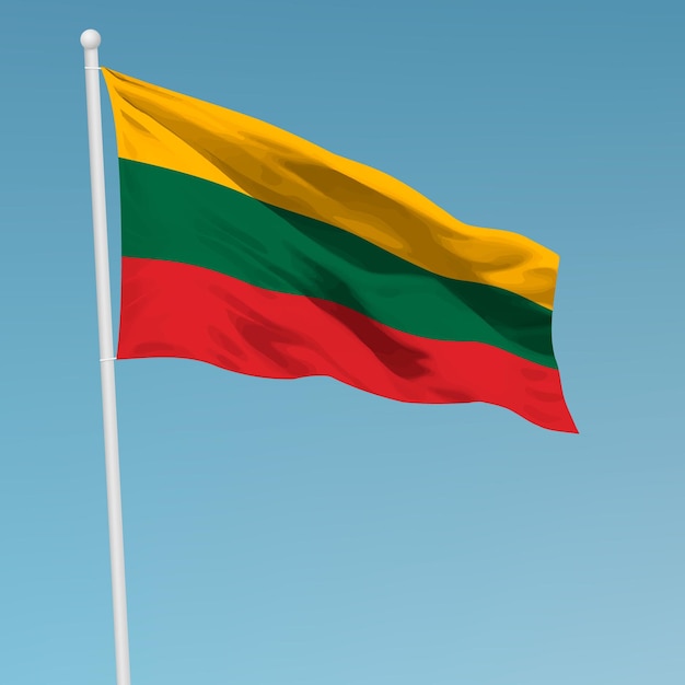 Plik wektorowy macha flagą litwy na maszcie szablon niepodległości