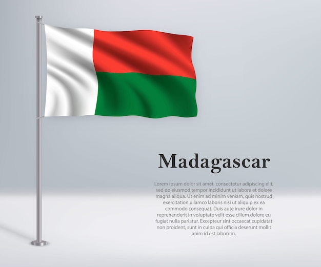 Macha Flagą Madagaskaru Na Maszcie