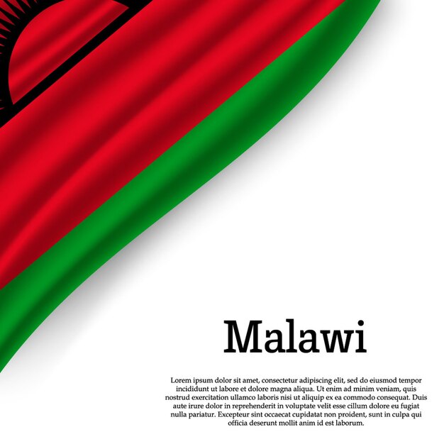 Macha Flagą Malawi Na Białym Tle