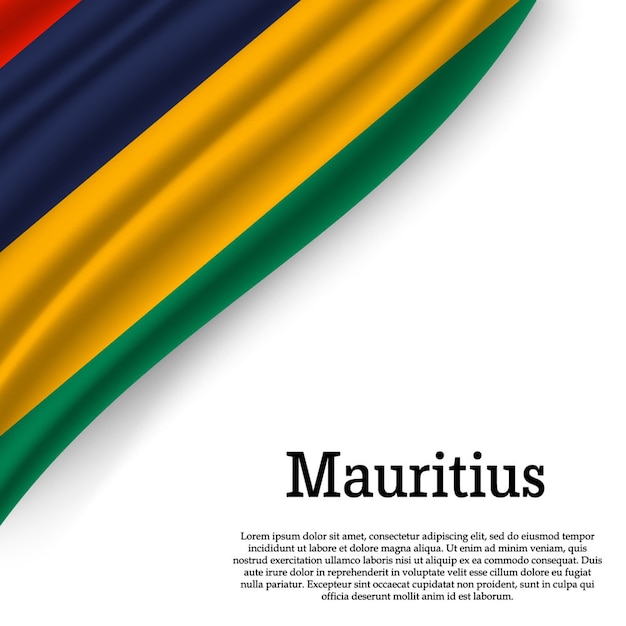 Macha Flagą Mauritiusa Na Białym Tle