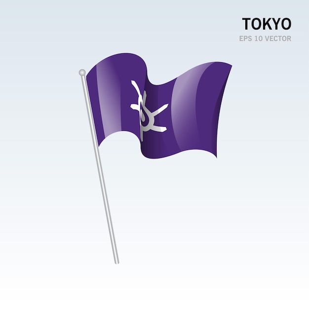 Macha Flagą Prefektur Tokio W Japonii Na Białym Tle Na Szarym Tle