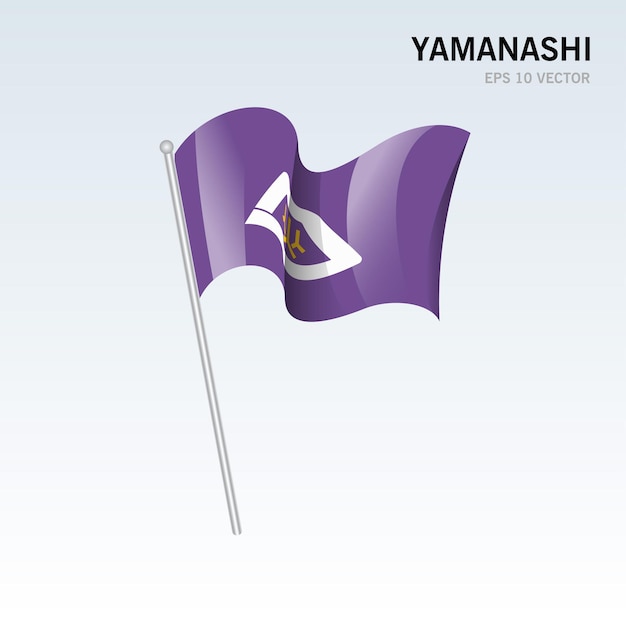 Macha Flagą Prefektur Yamanashi Japonii Na Białym Tle Na Szarym Tle