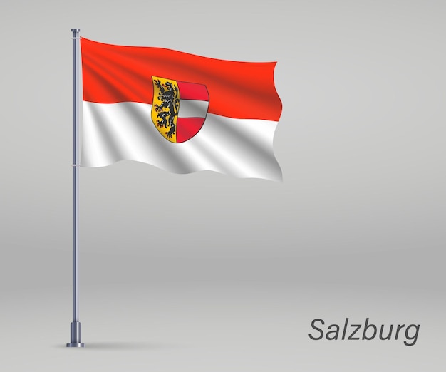 Macha Flagą Salzburga Austrii Na Maszcie Szablon