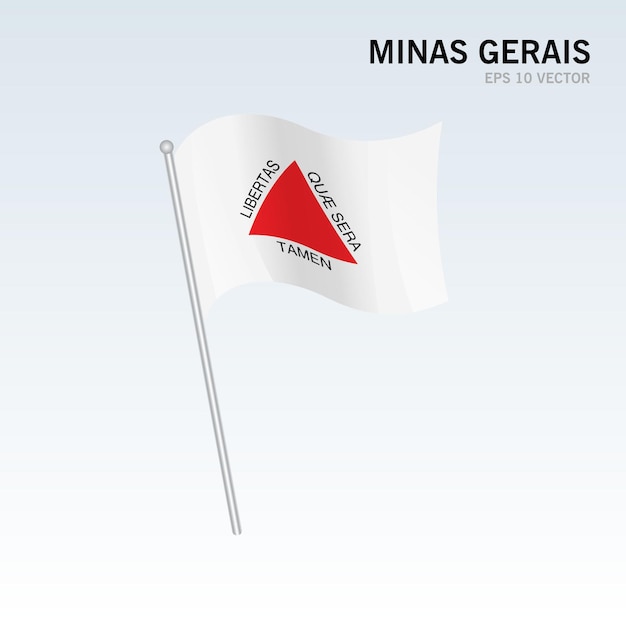 Macha Flagą Stanów Minas Gerais, Okręg Federalny Brazylii Na Białym Tle Na Szarym Tle