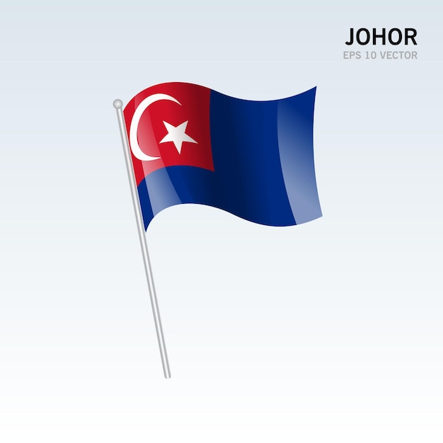 Macha Flagą Stanu Johor I Terytorium Federalnego Malezji Na Białym Tle Na Szarym Tle