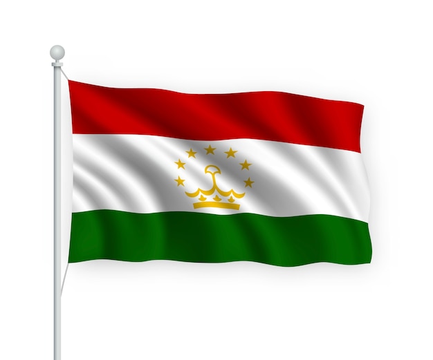 Plik wektorowy macha flagą tadżykistanu na masztem pojedynczo na białym
