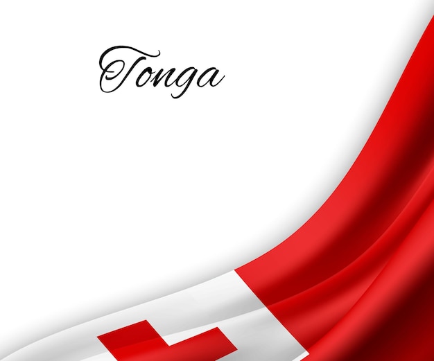 Macha Flagą Tonga Na Białym Tle.