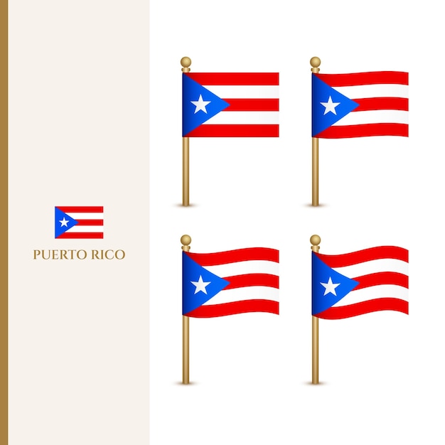 Macha Flagami Puerto Rico 3d Ilustracji Wektorowych Flaga Puerto Rico