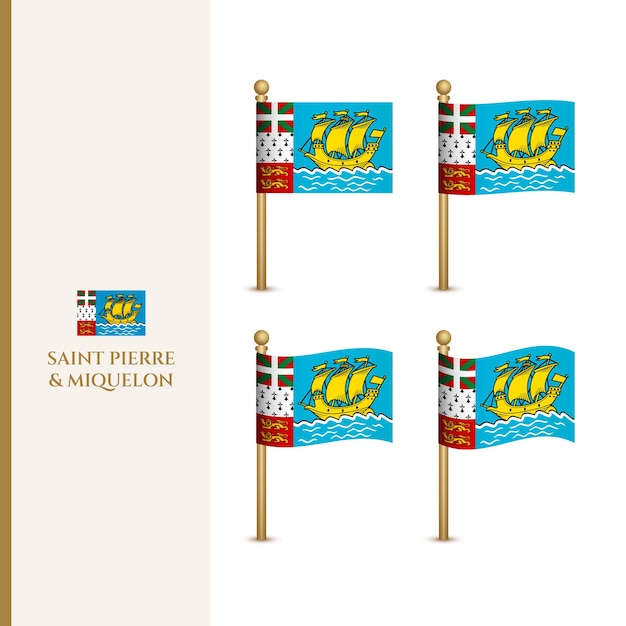 Macha Flagami Saint Pierre Miquelon 3d Ilustracji Wektorowych Flaga Saint Pierre Miquelon