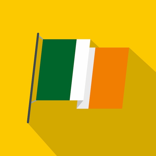 Plik wektorowy macha ikoną flagi irlandii płaska ilustracja macha flagą irlandii ikoną wektora dla sieci web na żółtym tle