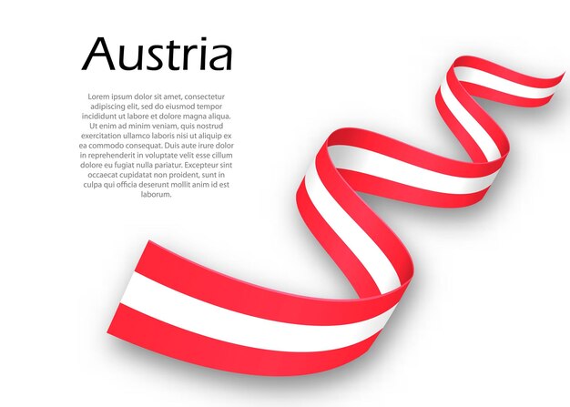 Macha Wstążką Lub Banerem Z Flagą Austrii. Szablon Projektu Plakatu Na Dzień Niepodległości