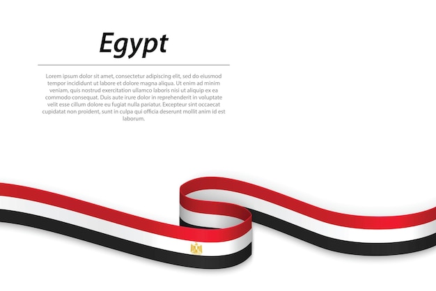 Macha Wstążką Lub Banerem Z Flagą Egiptu Szablon Projektu Plakatu Dzień Niepodległości