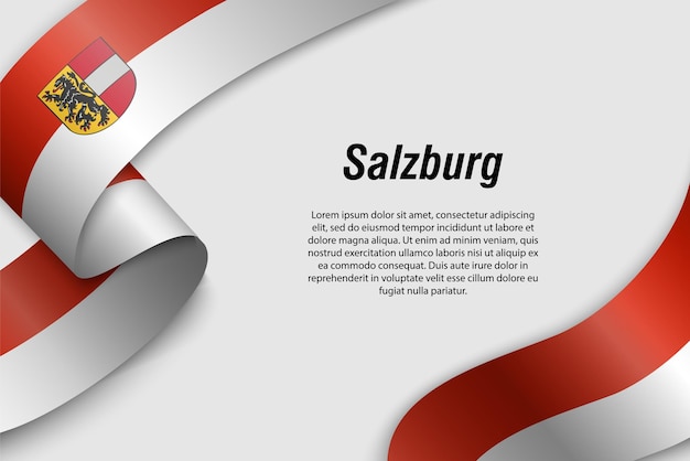 Macha Wstążką Lub Banerem Z Flagą Kraju Związkowego Salzburg Szablon Projektu Plakatu