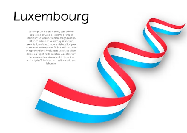 Macha Wstążką Lub Banerem Z Flagą Luksemburga. Szablon Projektu Plakatu Na Dzień Niepodległości