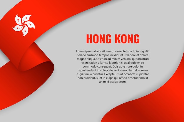 Macha Wstążką Lub Transparentem Z Flagą Hongkongu