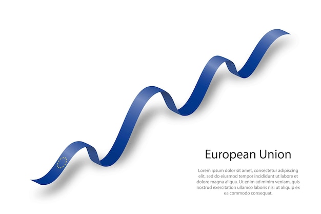 Macha Wstążką Lub Transparentem Z Flagą Unii Europejskiej