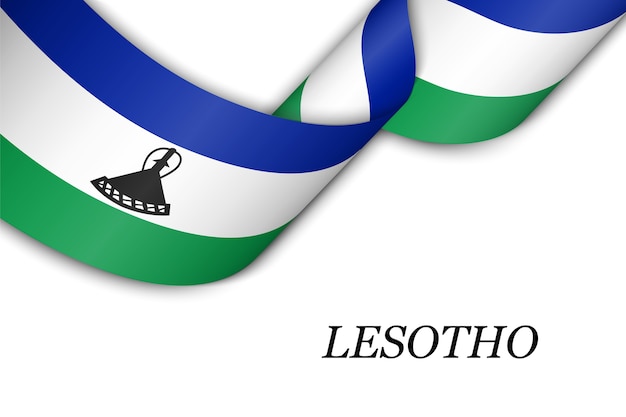 Macha Wstążką Z Flagą Lesotho.