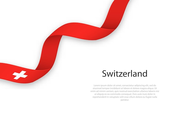 Plik wektorowy machająca wstążką z flagą szwajcarii