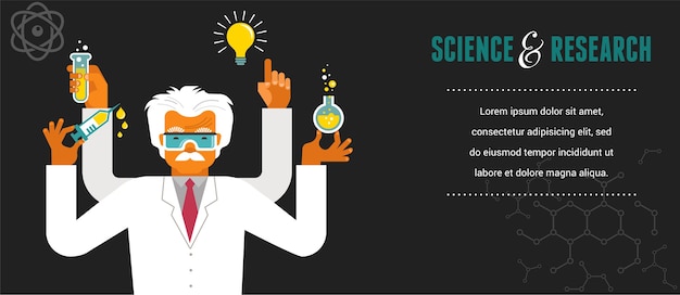 Mad Scientist - Ilustracja Badań, Biotechnologii I Nauki
