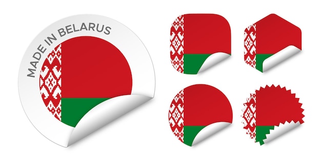 Made In Białoruś Flaga Naklejki Etykiety Odznaka Logo 3d Wektor Ilustracja Makieta Na Białym Tle