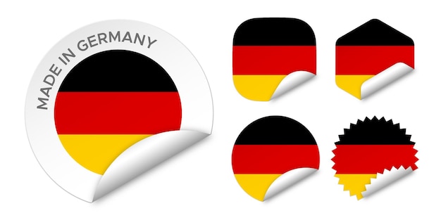 Made in Germany flag naklejki etykiety odznaka logo 3d wektor ilustracja makieta na białym tle