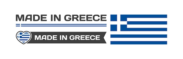 Plik wektorowy made in greece ikony flaga narodowa grecji w kształcie kwadratowego serca flaga narodowe made in greece ikony wektorowe