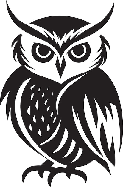Plik wektorowy mądrość i innowacyjność logo czarno-zielonej sowy nocny odkrywca ilustracja czarno-żółtej sowy