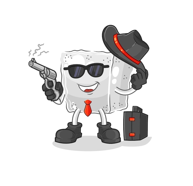 Plik wektorowy mafia z kostką cukru z postacią pistoletu kreskówka maskotka wektor