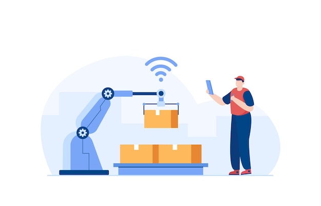 Magazynowe ramię robota do układania pakietów ilustracji wektorowych