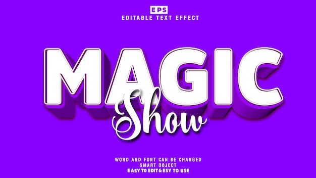 Magic Show 3d Edytowalny Efekt Tekstowy Wektor Z Tłem