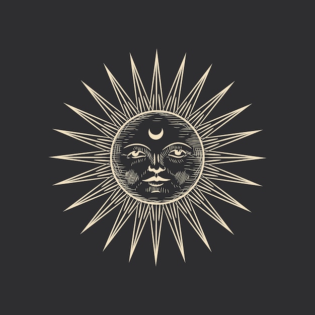 magiczna święta ilustracja w stylu vintage retro grawerowanie