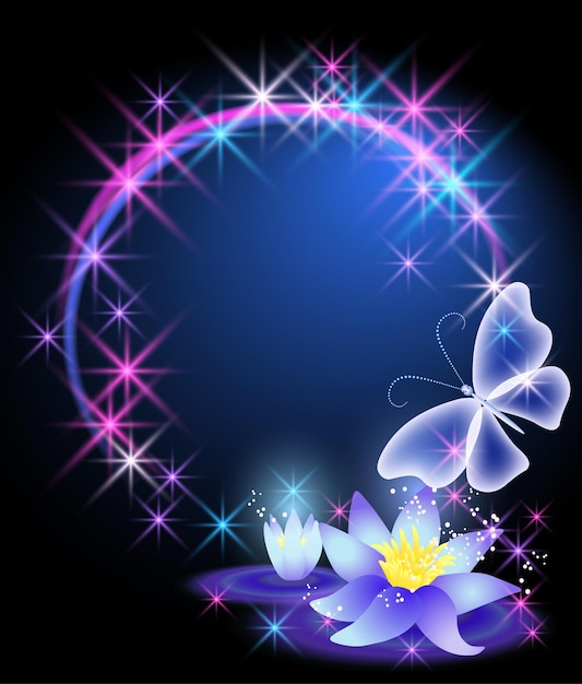 Magiczne lilie i motyl
