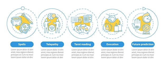 Magiczne Usługi Wektor Infographic Szablon. Elementy Projektu Prezentacji Biznesowych. Wizualizacja Danych Z Pięcioma Krokami I Opcjami. Wykres Osi Czasu Procesu. Układ Przepływu Pracy Z Ikonami Liniowymi