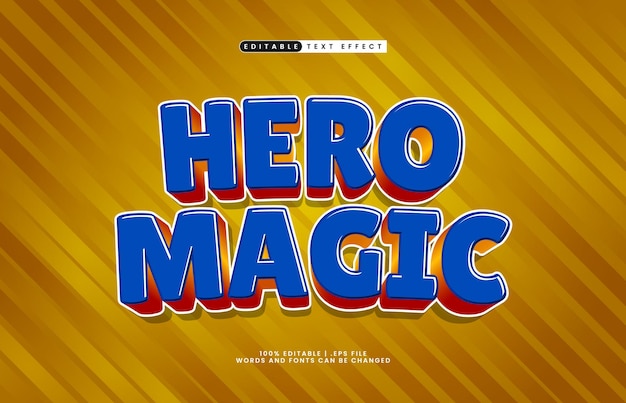 magiczny efekt tekstu edytowalnego z szczęśliwym i bohaterskim stylem tekstu