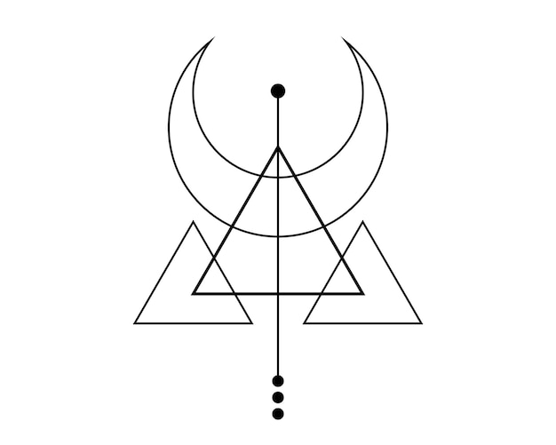 Magiczny Półksiężyc Symbol Bóstwa Wikingów Celtycka święta Geometria Czarne Logo Alchemia Tatuażu