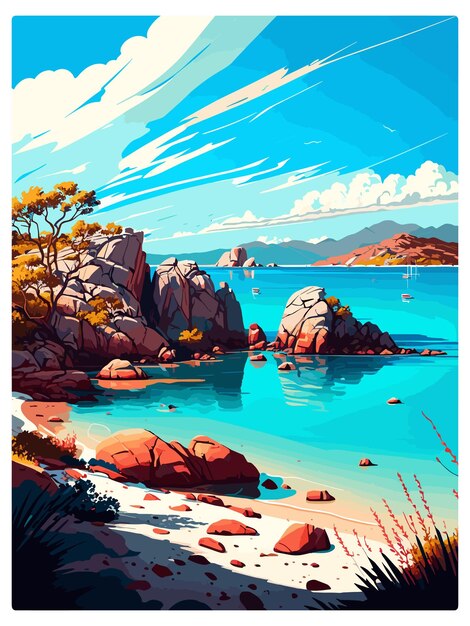 Plik wektorowy magnetic island australia vintage travel poster souvenir postcard portret malowanie ilustracja wpa