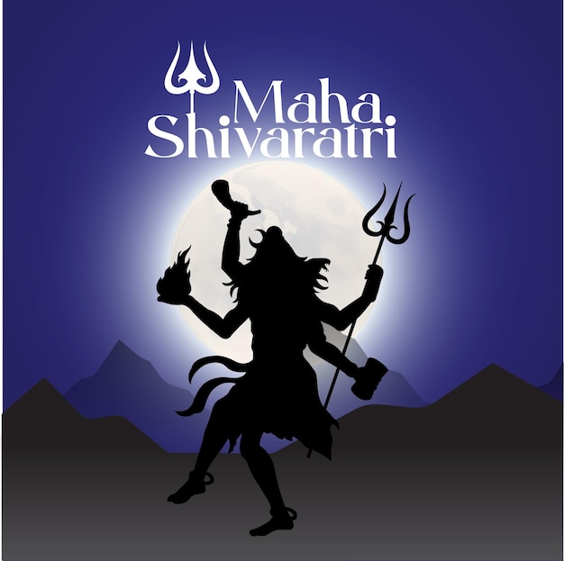 Plik wektorowy maha shivaratri niebieskie tło księżyc pan shiva tańczący